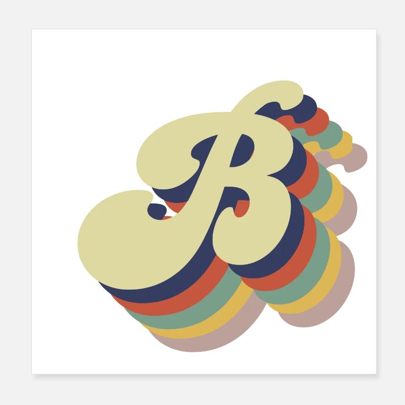 Retro Letter B Poster 8" x 8" (20x20 cm)