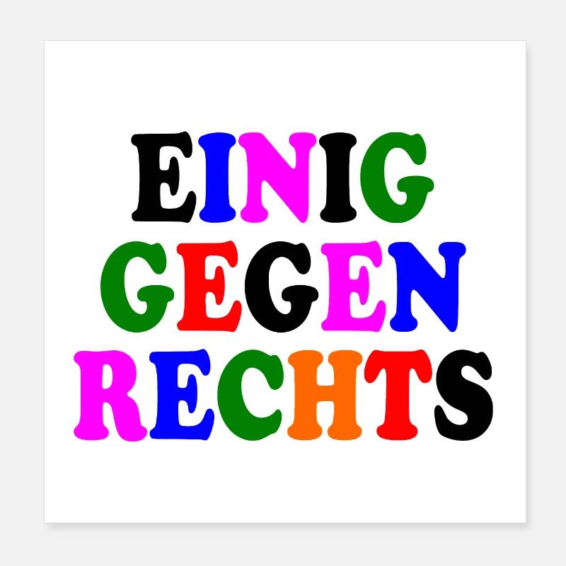 Einig gegen rechts Poster 20x20 cm
