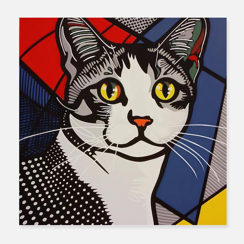 Chat, Motif De Chat Poster 20 x 20 cm