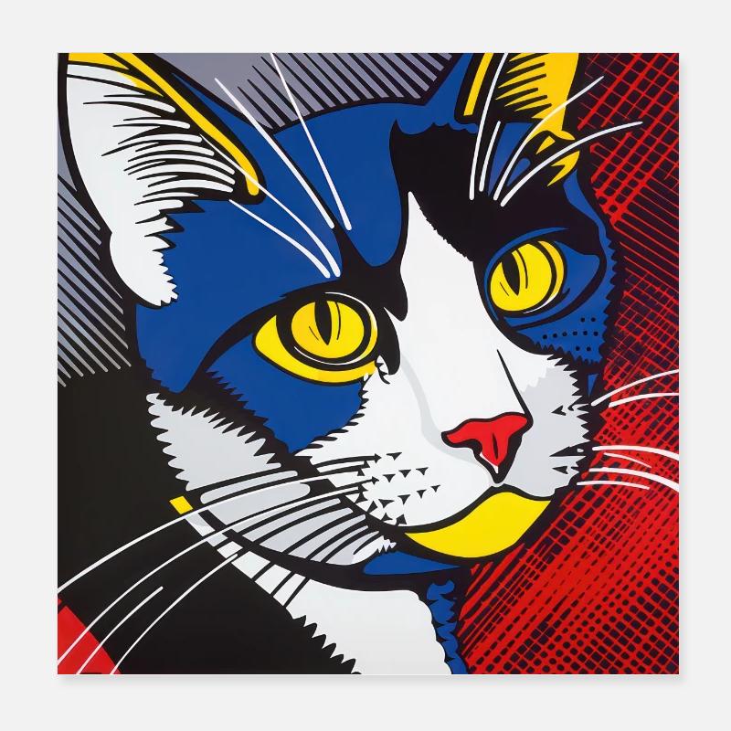 Chat, Motif De Chat Poster 20 x 20 cm