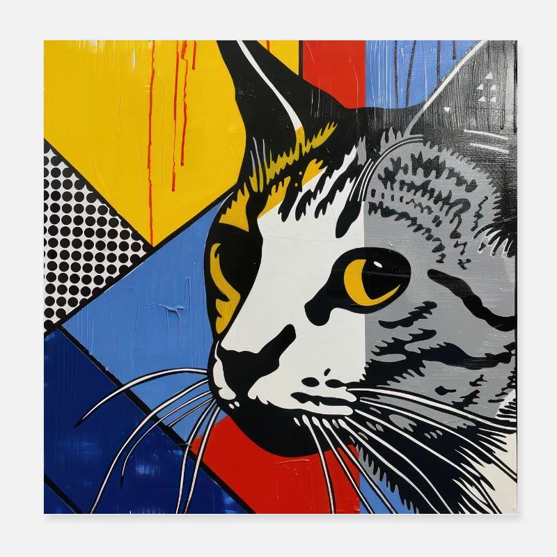 Chat, Motif De Chat Poster 20 x 20 cm