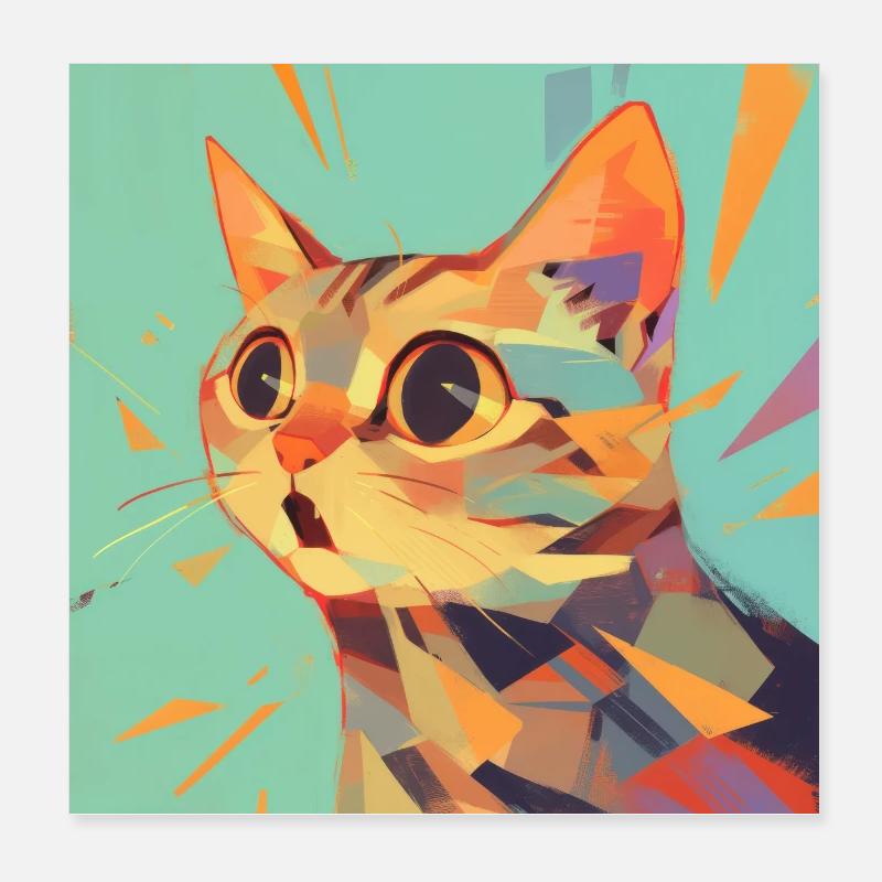 Chat, Motif De Chat Poster 20 x 20 cm