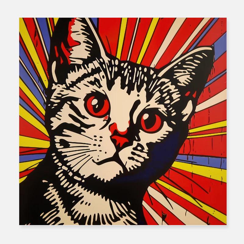 Cat, Cat Motif Poster 8" x 8" (20x20 cm)