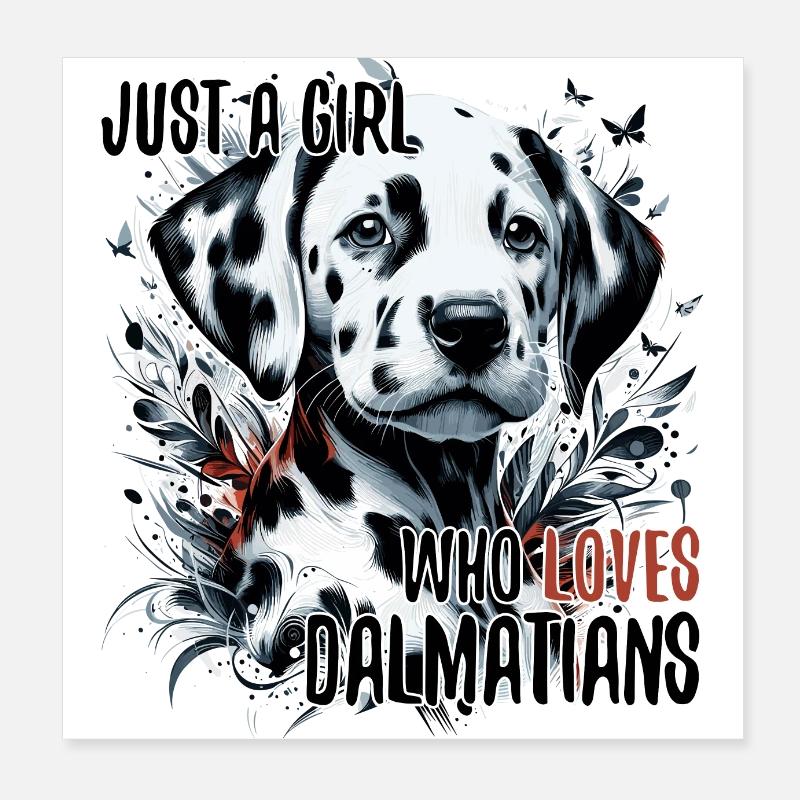 Mädchen liebt Dalmatiner Welpe Geschenk Poster 20x20 cm