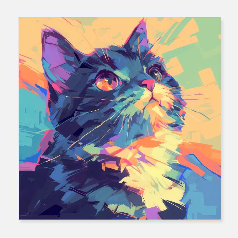 Cat, Cat Motif Poster 8" x 8" (20x20 cm)