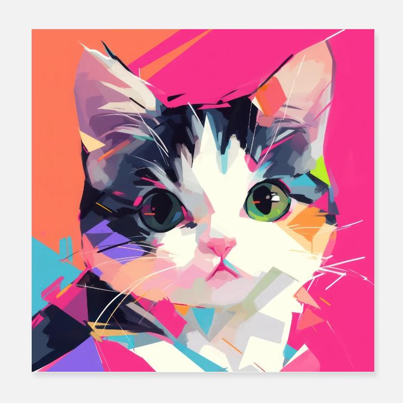 Chat, Motif De Chat Poster 20 x 20 cm