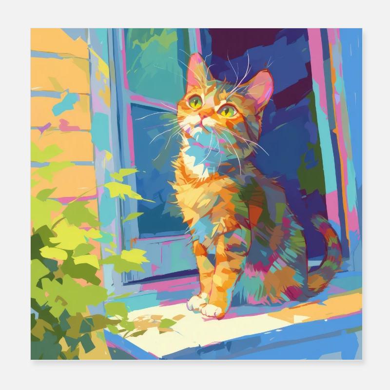 Chat, Motif De Chat Poster 20 x 20 cm