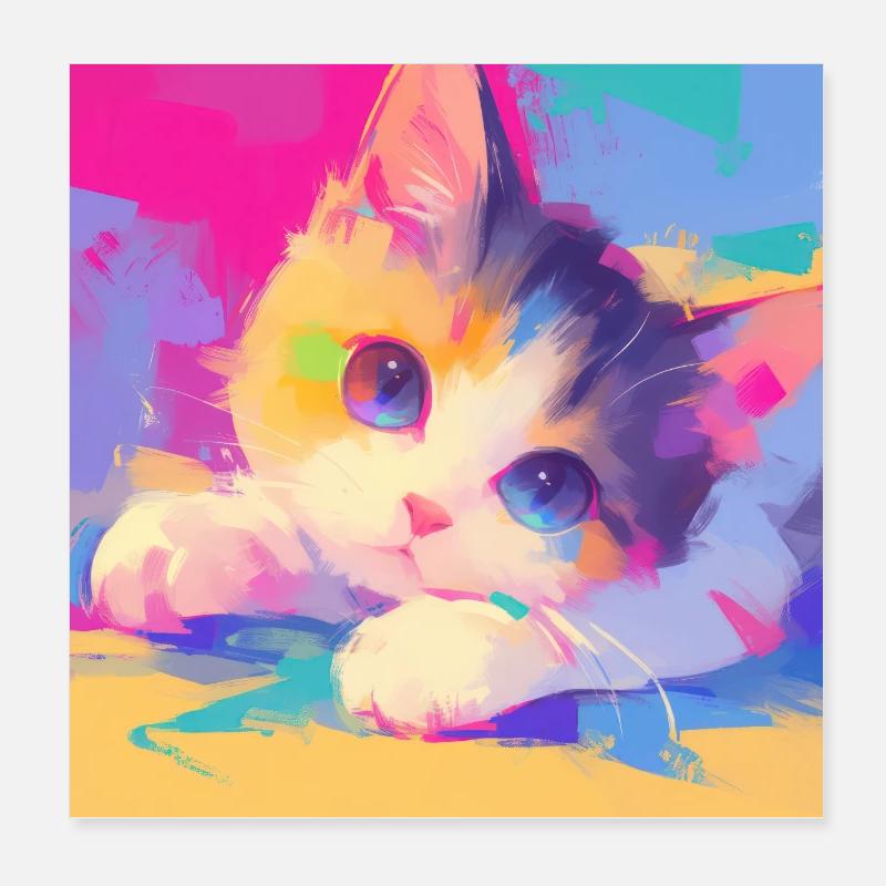 Chat, Motif De Chat Poster 20 x 20 cm