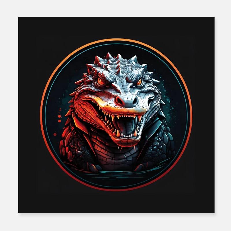 Alligator Portrait Crocodile with Open Mouth Poster 8" x 8" (20x20 cm)