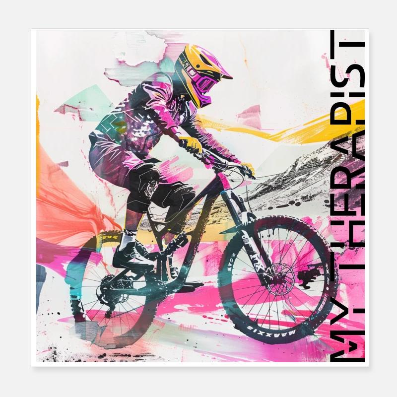 FAHRRAD + RADFAHRER - Poster 20x20 cm - Weiß