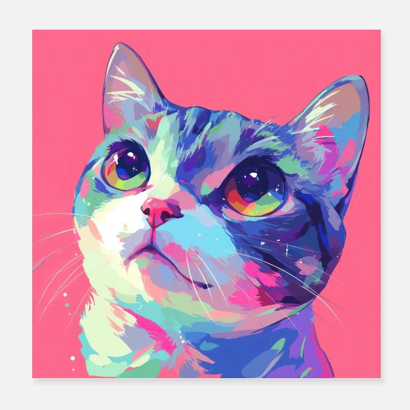 Chat, Motif De Chat Poster 20 x 20 cm