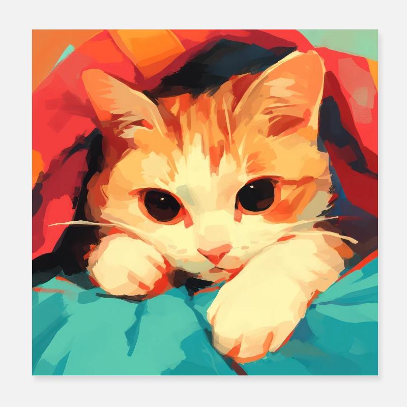 Chat, Motif De Chat Poster 20 x 20 cm