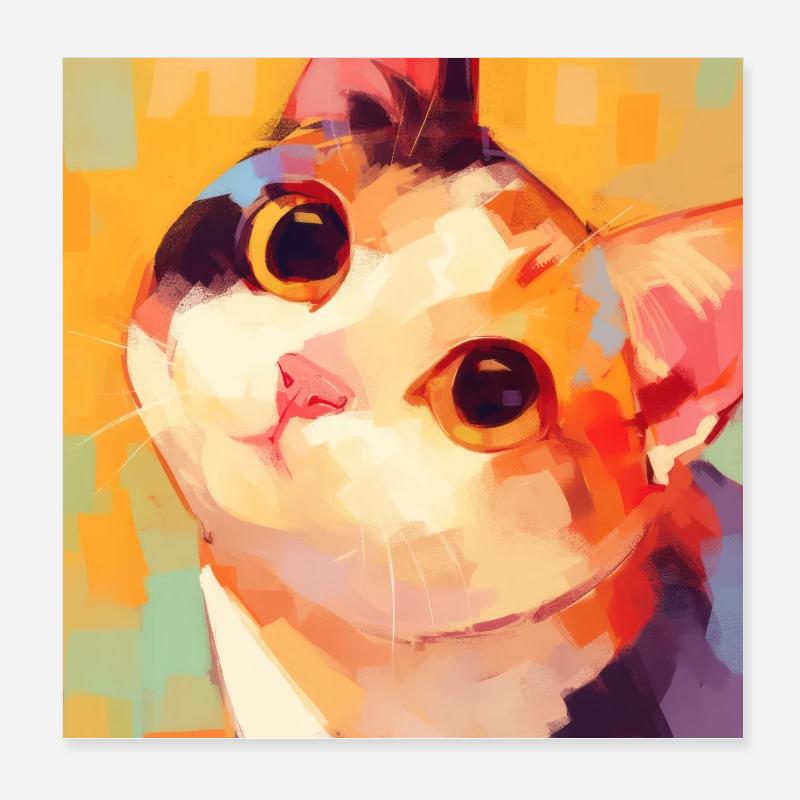 Cat, Cat Motif Poster 8" x 8" (20x20 cm)
