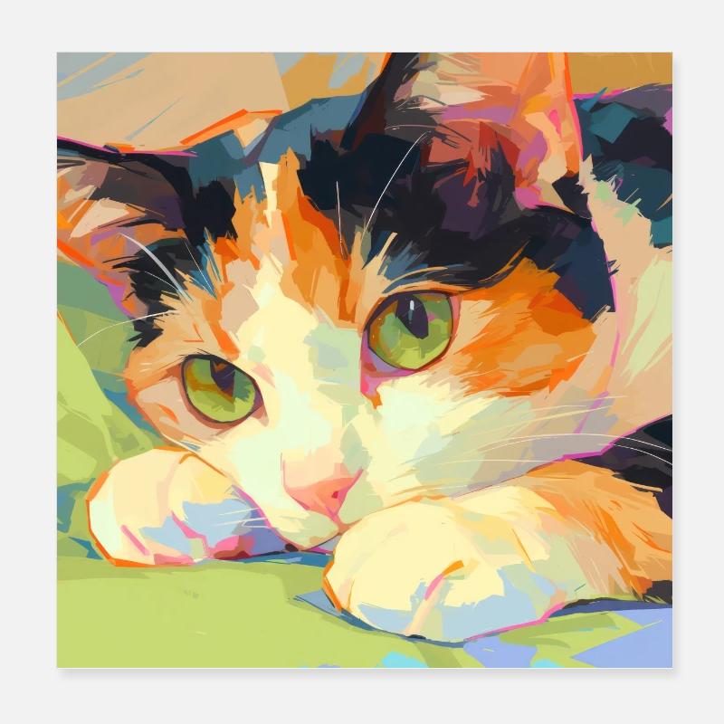 Cat, Cat Motif Poster 8" x 8" (20x20 cm)