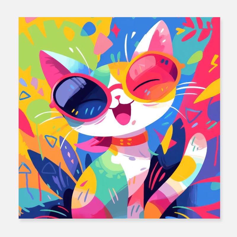 Chat, Motif De Chat Poster 20 x 20 cm