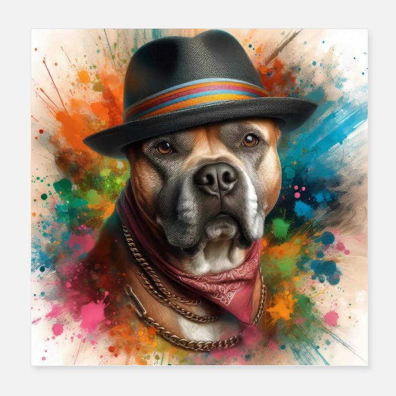 Pitbull Paint Spritzer Kunst Poster 20x20 cm