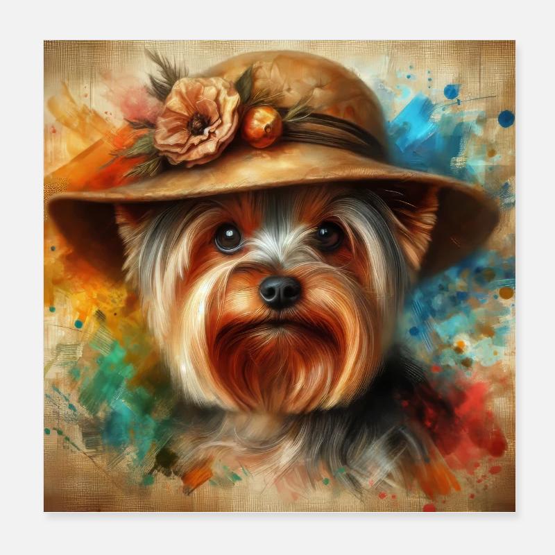Yorkshire Terrier Art Poster 8" x 8" (20x20 cm)