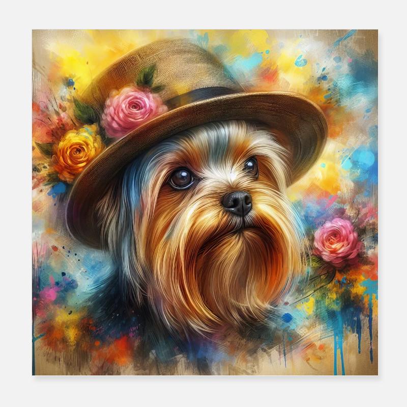 Yorkshire Terrier Splash Art Poster 20x20 cm