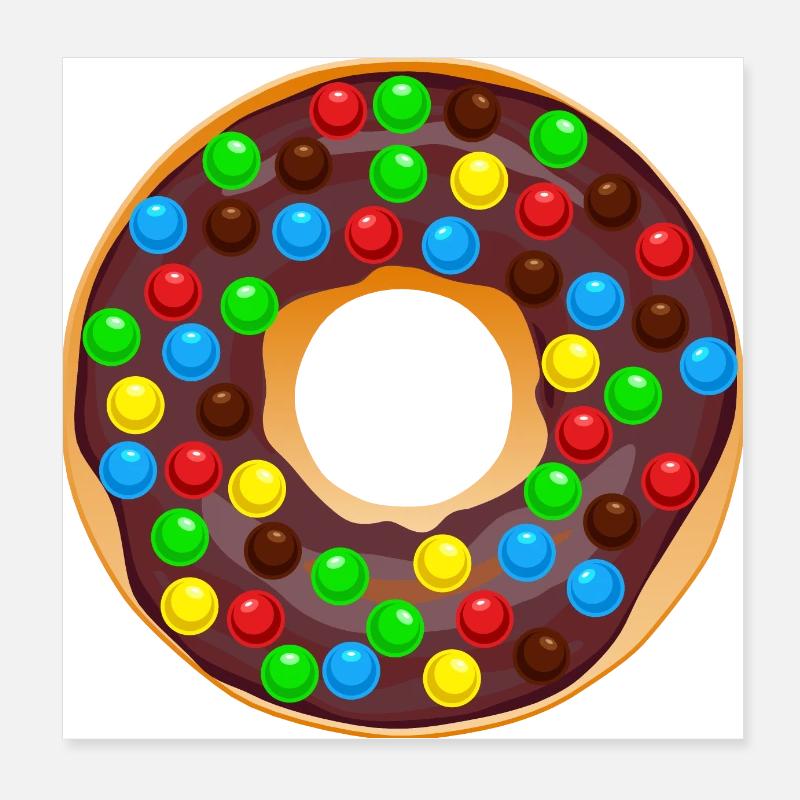 Donut Drawing Dessert Donuts Cake Pastry 1F Poster 8" x 8" (20x20 cm)