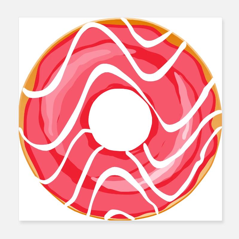 Donut Drawing Dessert Donuts Cake Pastry 1D Poster 8" x 8" (20x20 cm)