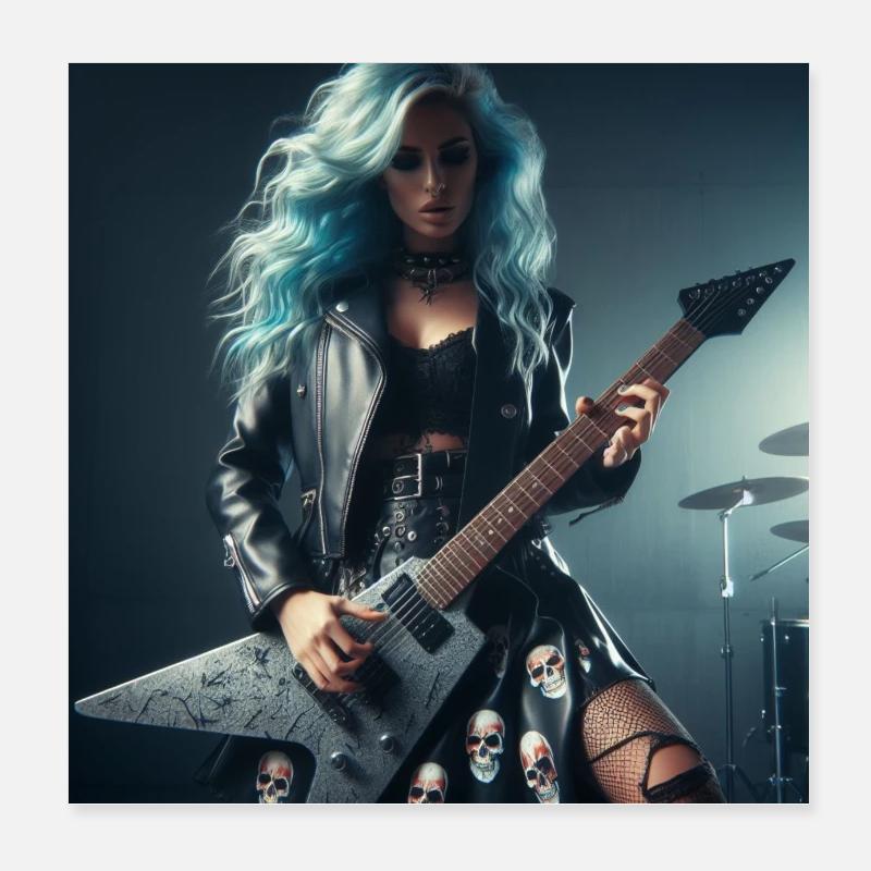 Guitariste de heavy metal Poster 20 x 20 cm