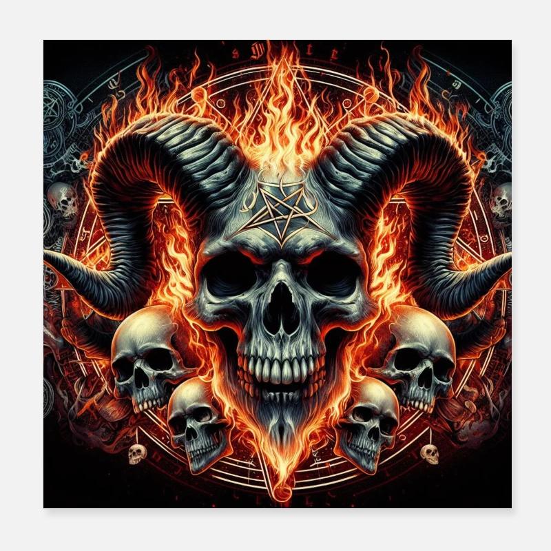 Male Goat Skull Poster 8" x 8" (20x20 cm)