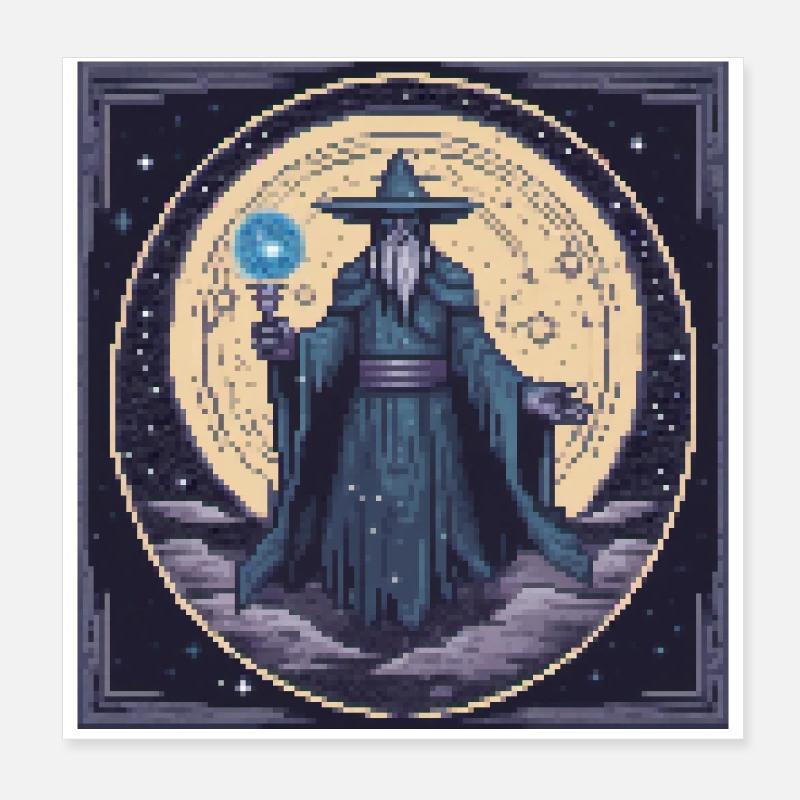 Mystischer Pixelmagier Poster 20x20 cm