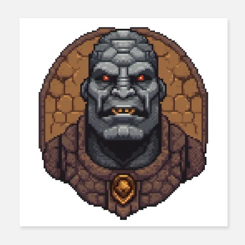 Stoic Stone Guardian Poster 8" x 8" (20x20 cm)