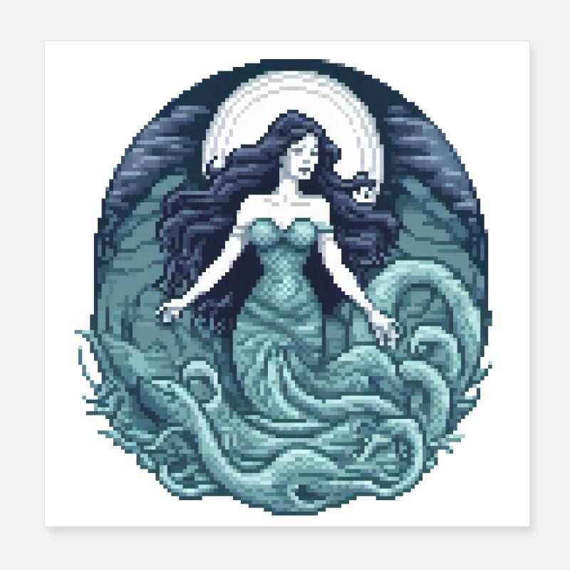 Serpentinen-Sirenen-Pixel Poster 20x20 cm