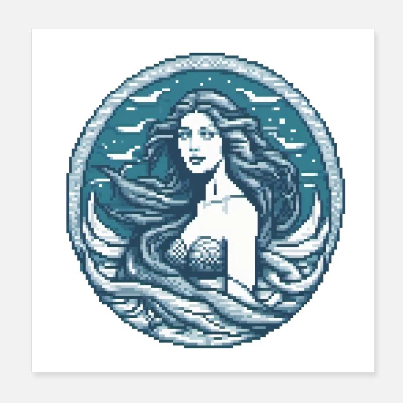 Ozeanische Sirene Pixel Poster 20x20 cm