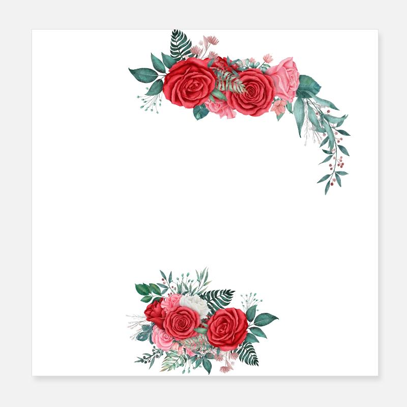 Die rote Blumenbraut - Braut Geschenkidee Poster 20x20 cm