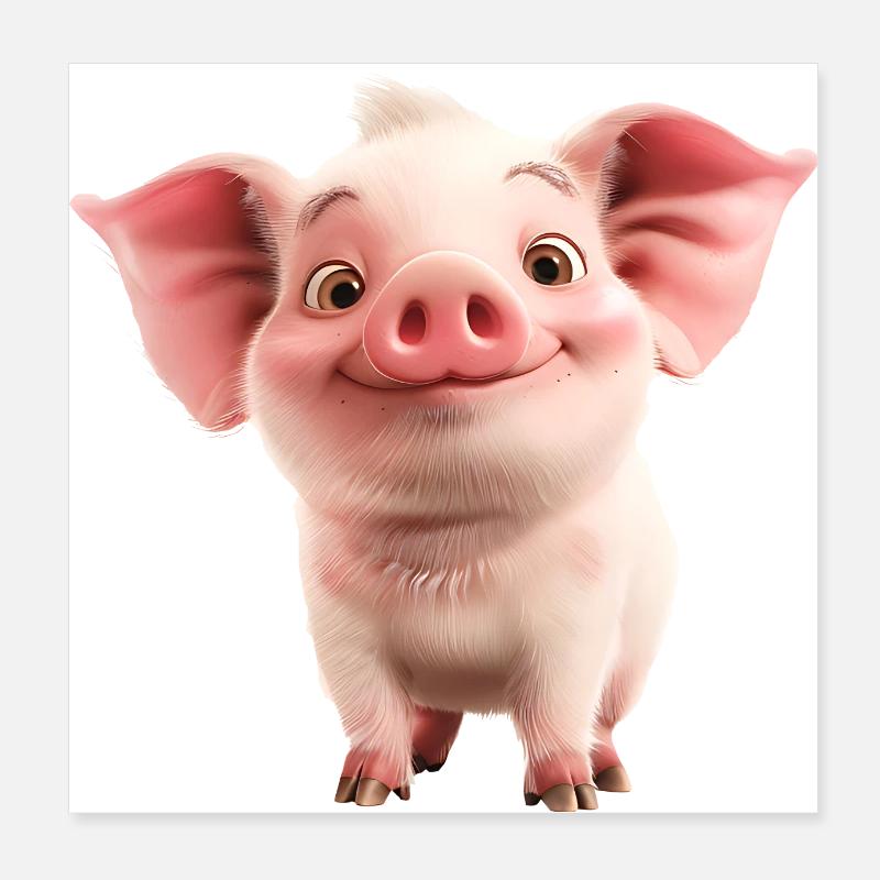 Little Cute Piglet Poster 8" x 8" (20x20 cm)