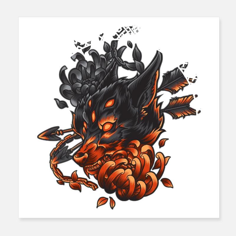 Fenrir and magic circle Poster 8" x 8" (20x20 cm)