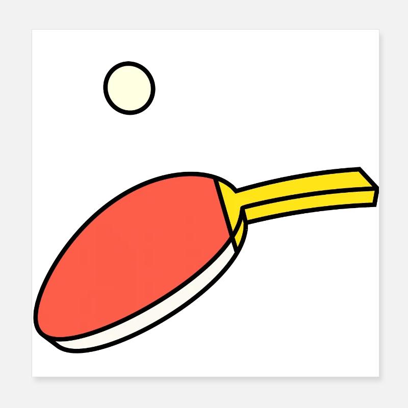 Ping Pong - Paddle & Ball Poster 8" x 8" (20x20 cm)
