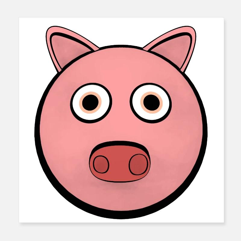 Charming Cartoon Pig Poster 8" x 8" (20x20 cm)