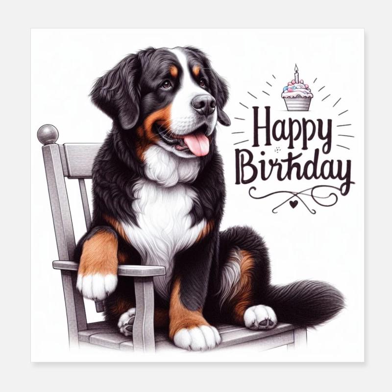 Bernese mountain dog Poster 8" x 8" (20x20 cm)