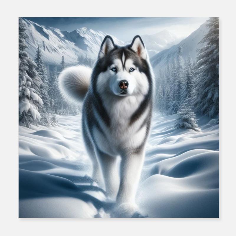 Husky Poster 8" x 8" (20x20 cm)