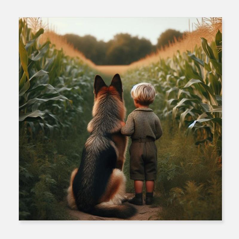Deutscher Schäferhund Kunst Poster 20x20 cm