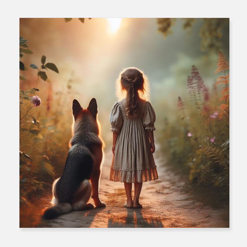 Deutscher Schäferhund Kunst Poster 20x20 cm