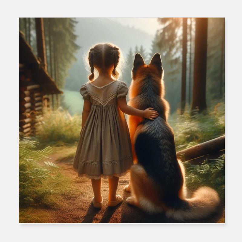 Deutscher Schäferhund Kunst Poster 20x20 cm