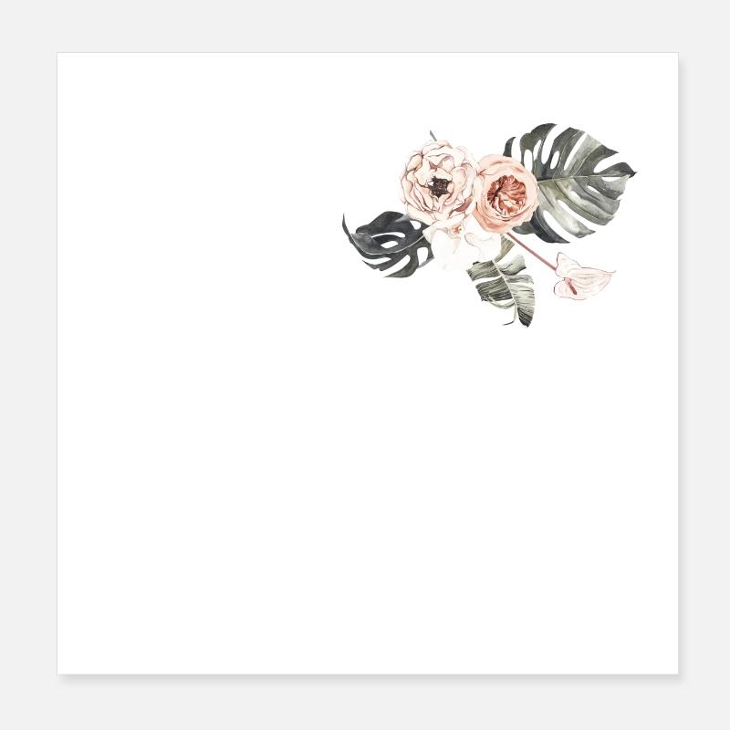 Tropischer Blumenbuchstabe Q Poster 20x20 cm