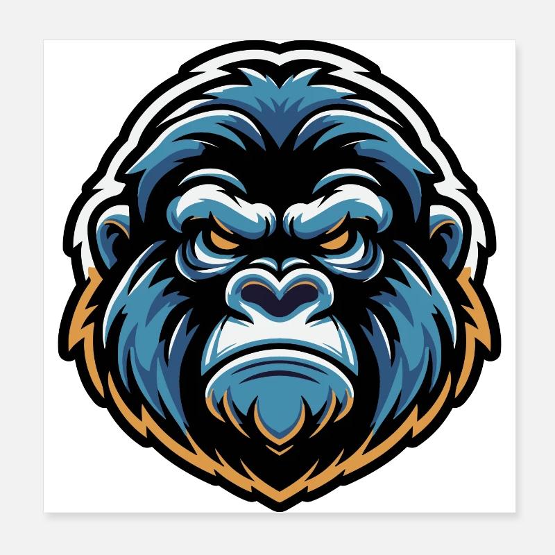 Mascot Gorilla Head Poster 8" x 8" (20x20 cm)