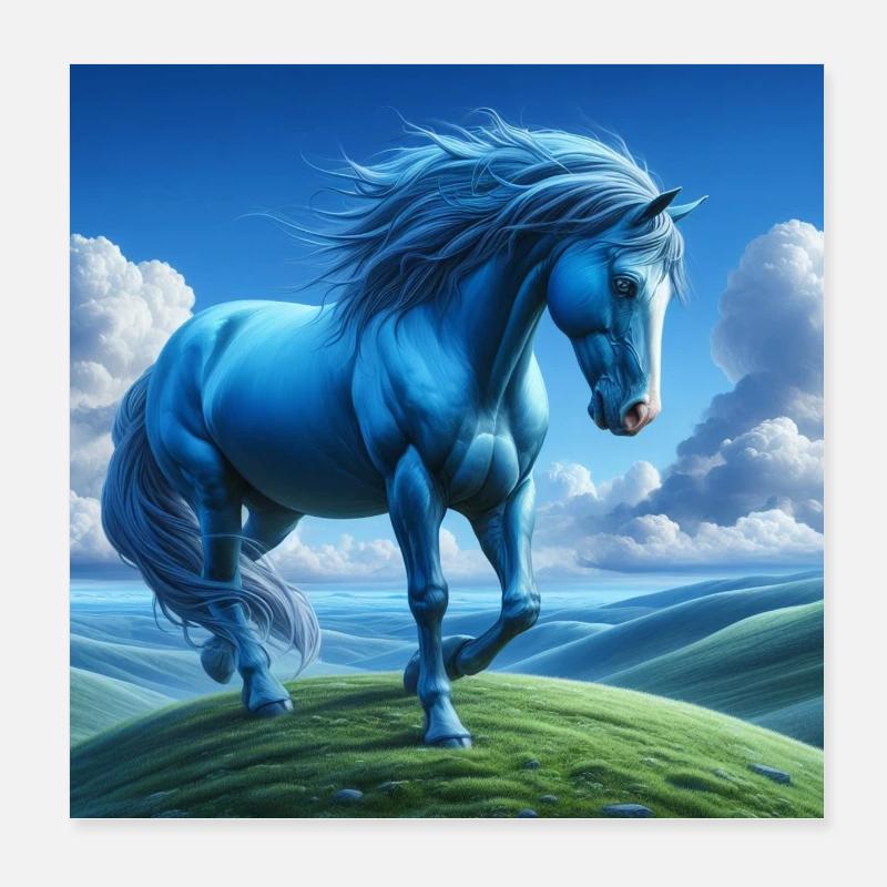 Blaues Pferd Poster 20x20 cm