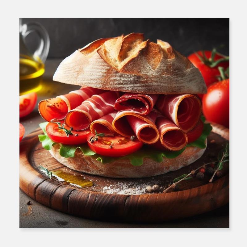 Serrano ham and tomato sandwich Poster 8" x 8" (20x20 cm)