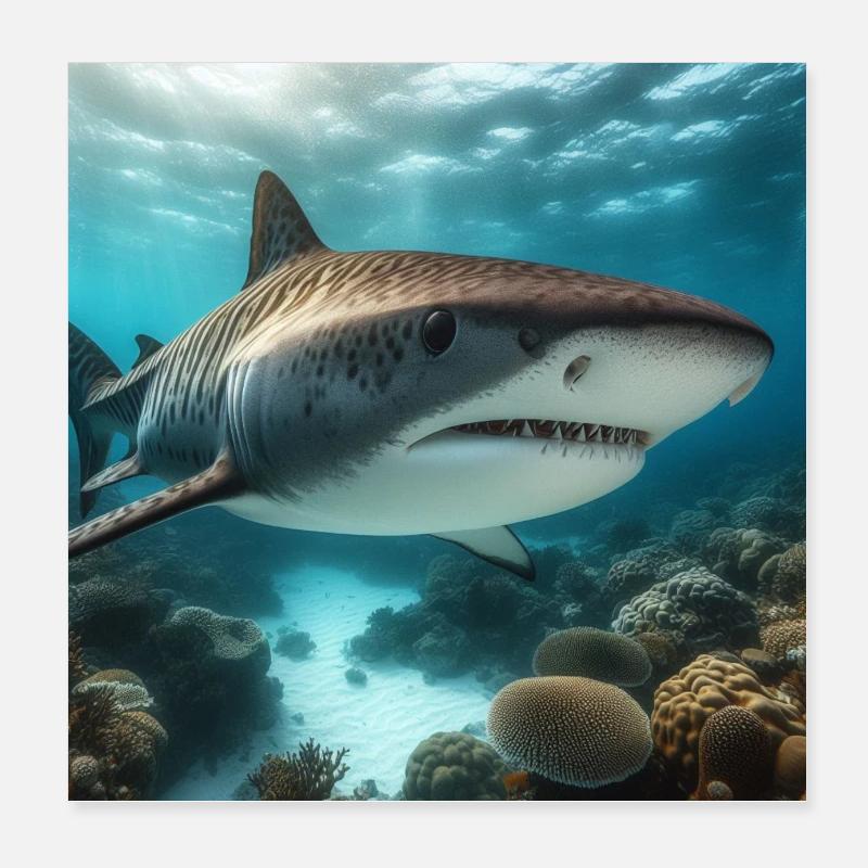 Requin-tigre Poster 20 x 20 cm