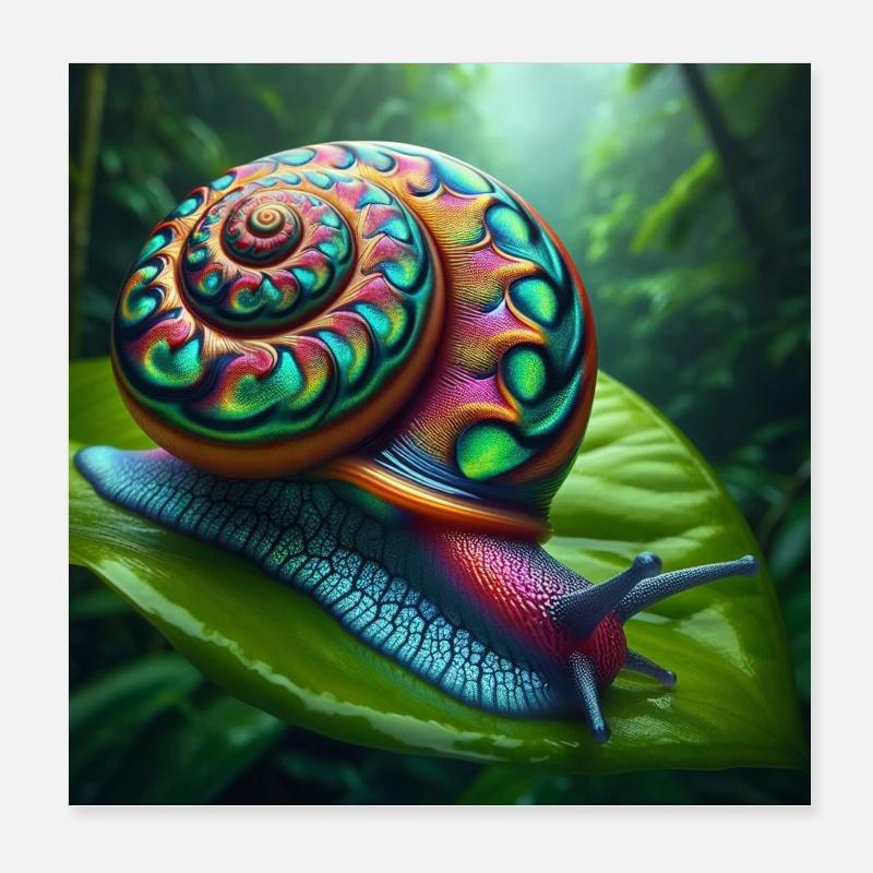 Mehrfarbige Schnecke Poster 20x20 cm