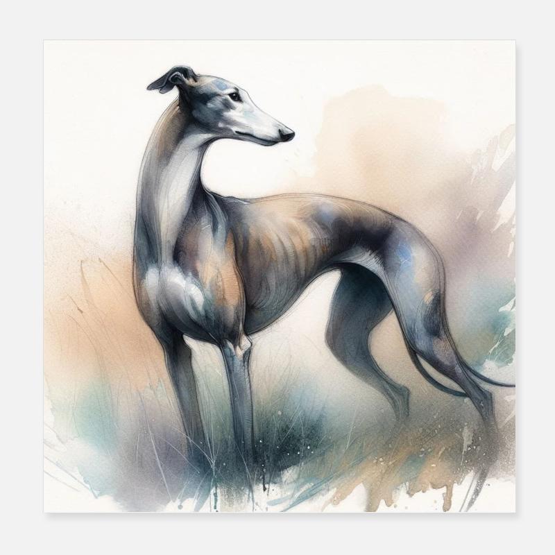 Lévrier aquarelle Poster 20 x 20 cm