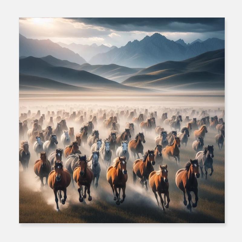 Wild Horses Poster 8" x 8" (20x20 cm)