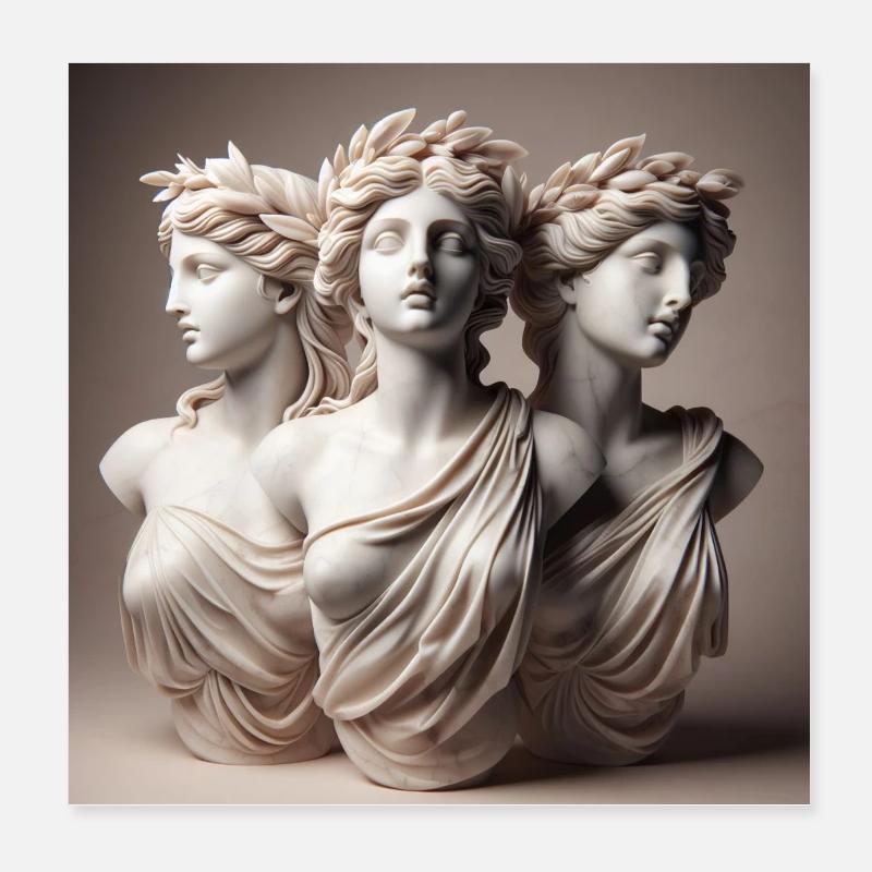 Greek Sculptures Poster 8" x 8" (20x20 cm)