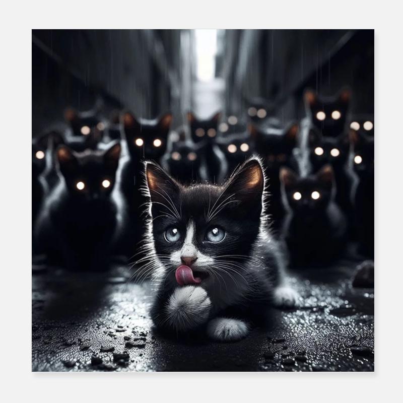 Stray kittens Poster 8" x 8" (20x20 cm)